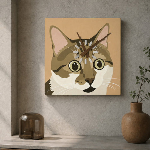 Cat-Contemplating-Life Cat Clock