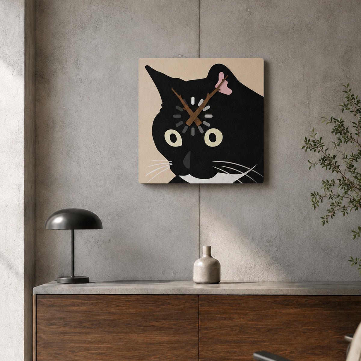 Cat-Contemplating-Life Cat Clock