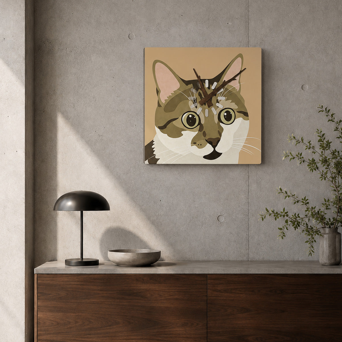 Cat-Contemplating-Life Cat Clock