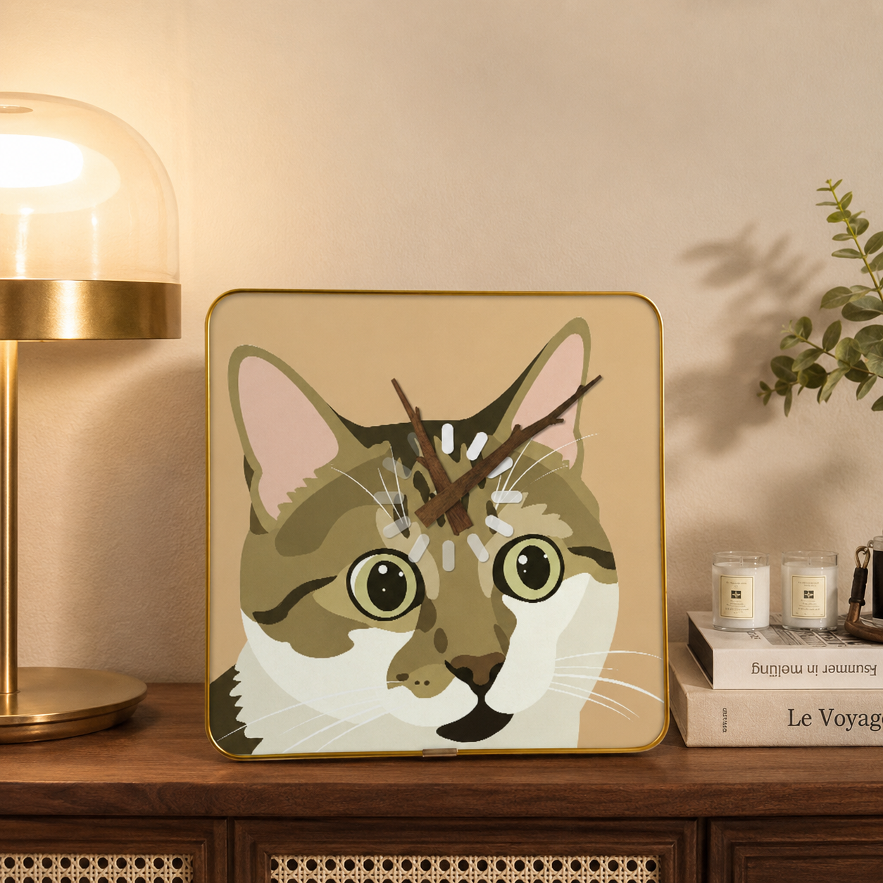 Cat-Contemplating-Life Cat Clock