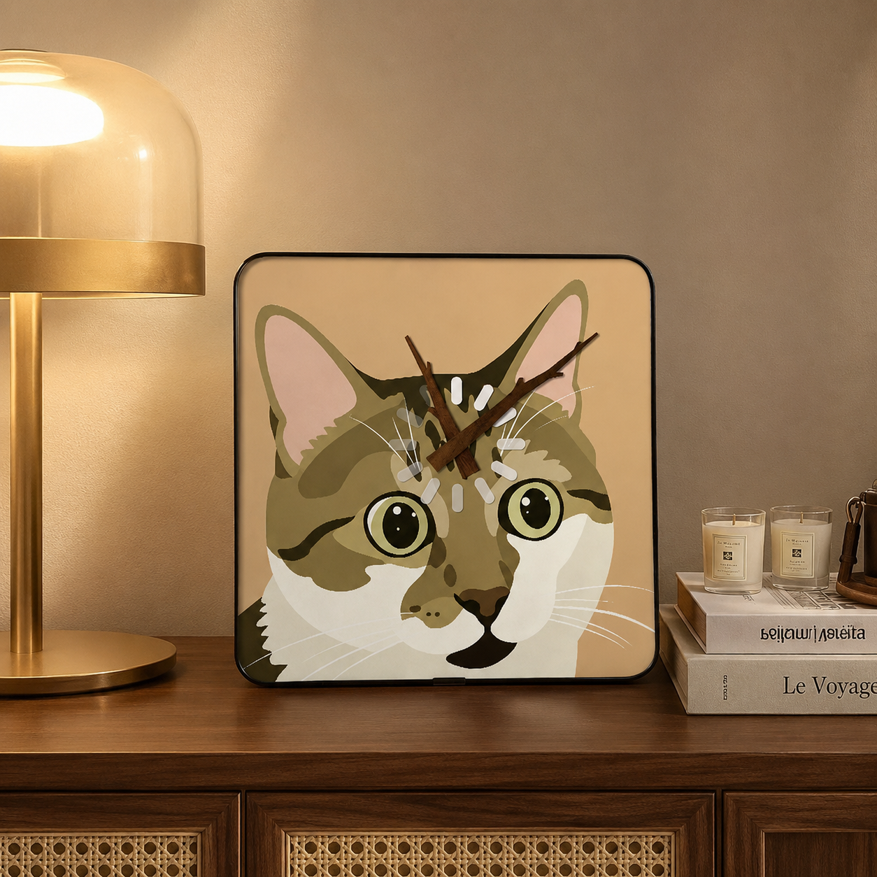 Cat-Contemplating-Life Cat Clock